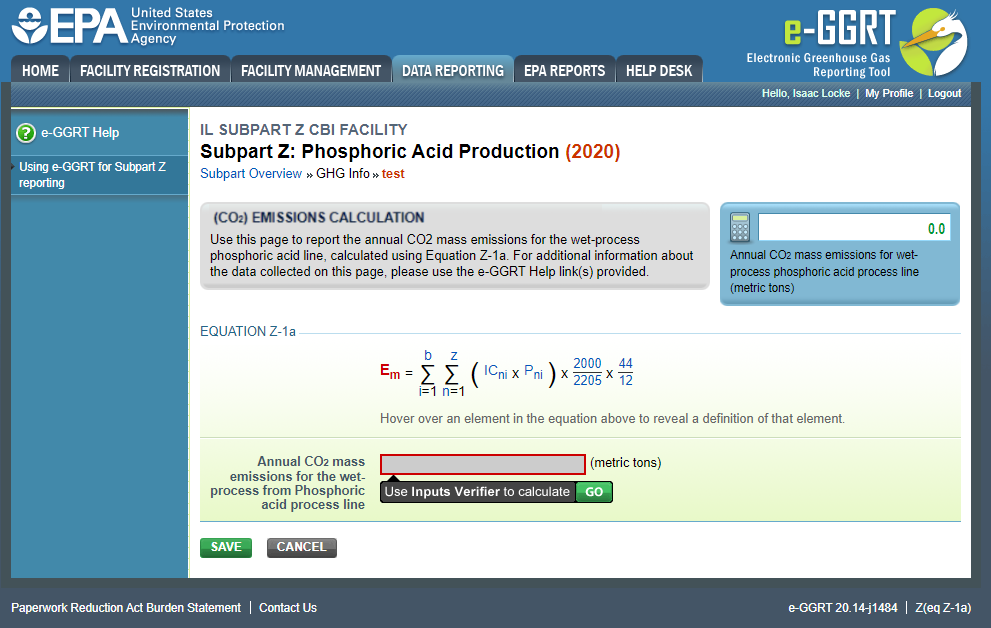 Subpart Z: Equation Z-1a